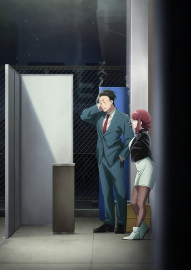 躲在超市後門抽菸的兩人
